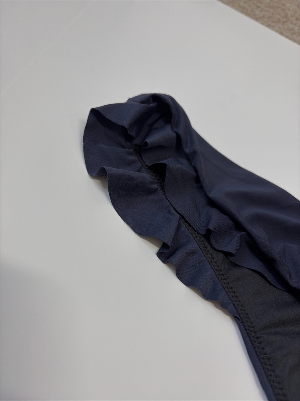 J Crew Womens Size 3X Navy Blue Black Lined Ruffled Sides Bikini Swim Bottoms - Picture 3 of 10